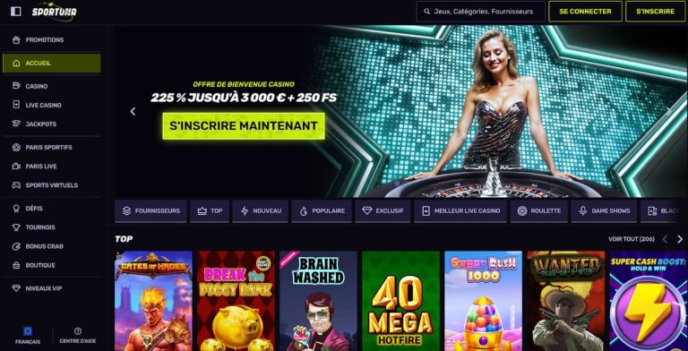 Sportuna Casino page accueil
